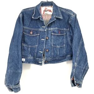 Vtg. Pepsi All American Made Jean Jacket Women Crop Top Look Size 9